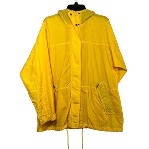 Hunt Club Windbreaker Med Yellow Vintage‎ Zip Snap Closure Hooded